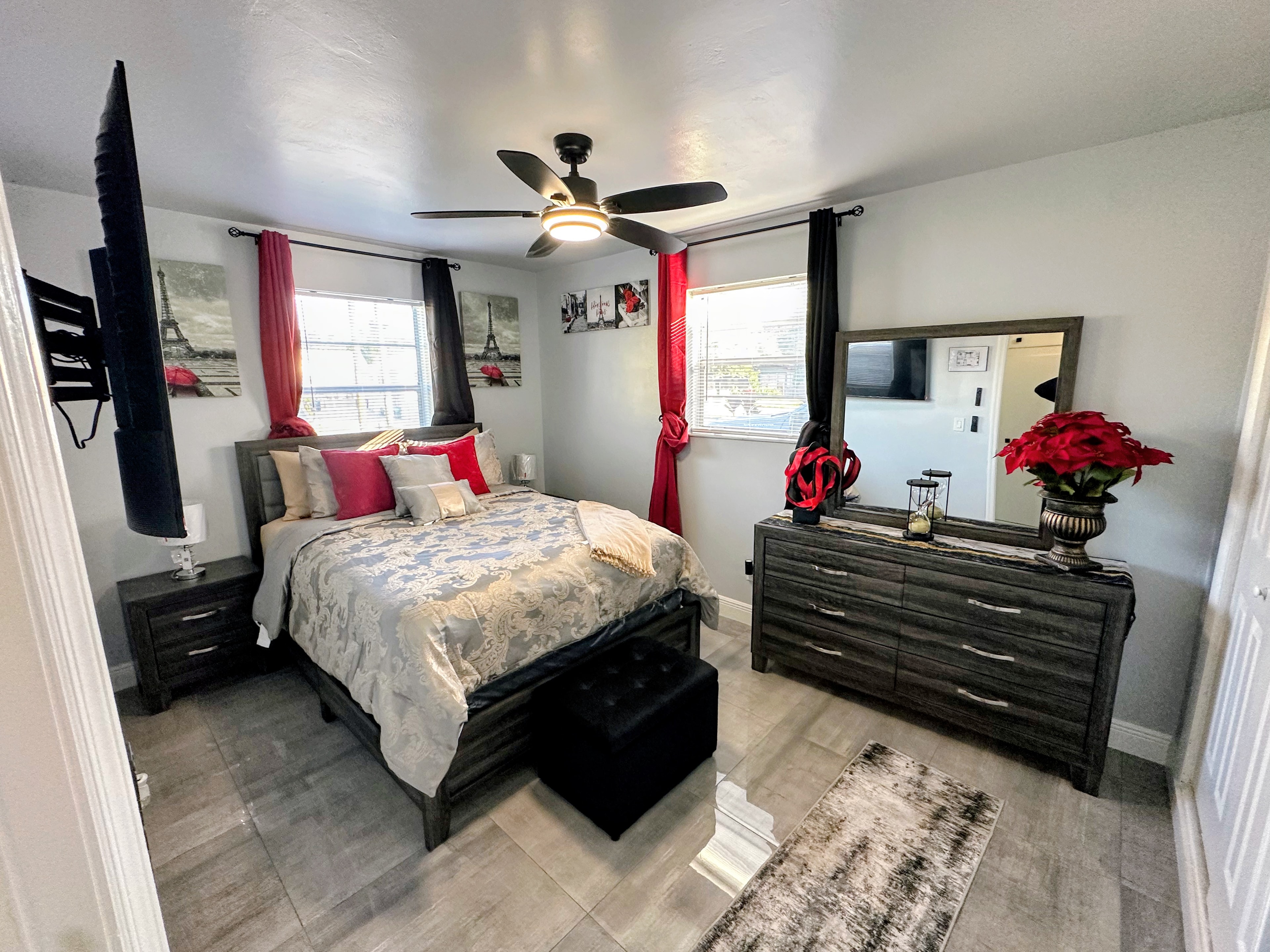 Bedroom 2 — bold accents with dresser